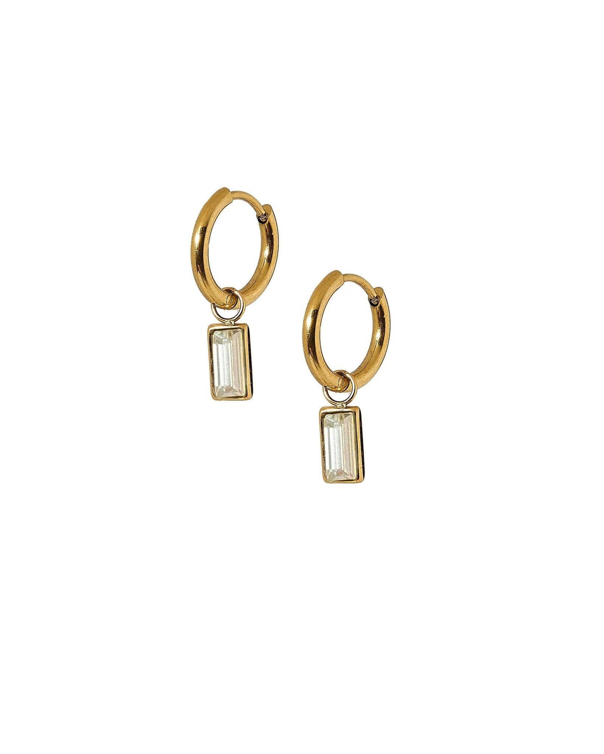 LINNY CO | Huggie Charm Earrings - Edith Clear Gold