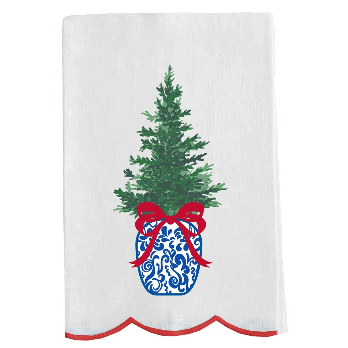 Mary Square | Chinoiserie Tree Embroidered Tea Towel
