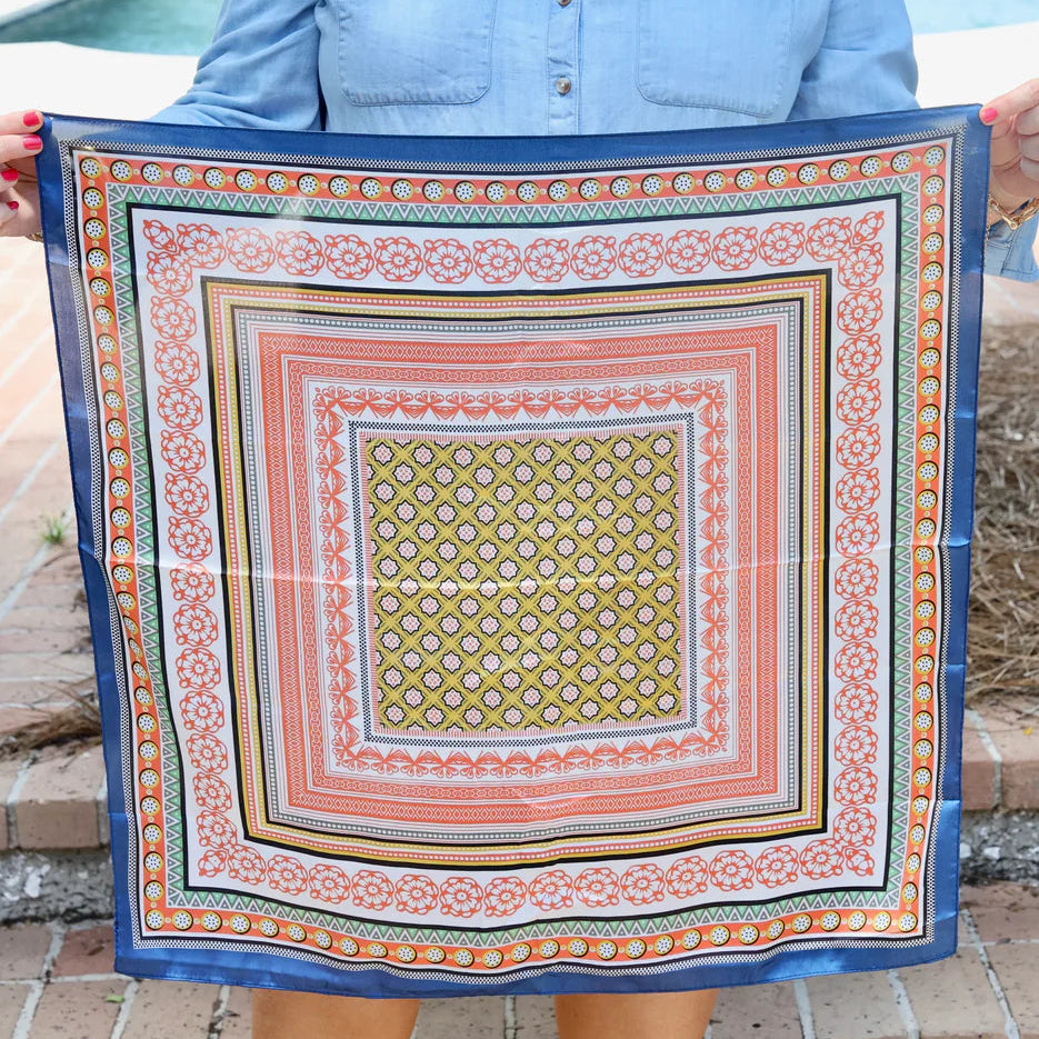 Caroline Hill | Diya Colorful Scarf - Navy Orange