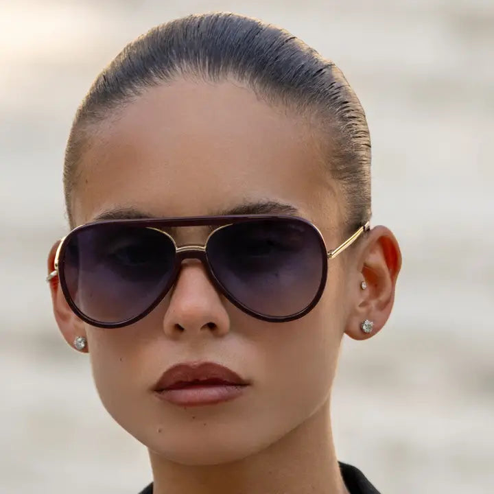 Freyrs | Shay Unisex Aviator Sunglasses - Burgundy
