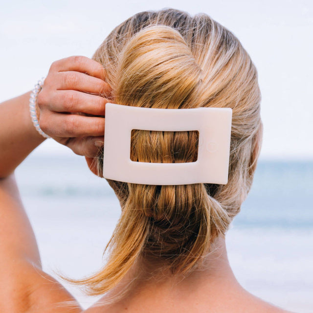 Teleties | Flat Rectangle Hair Clip | Large | Almond Beige