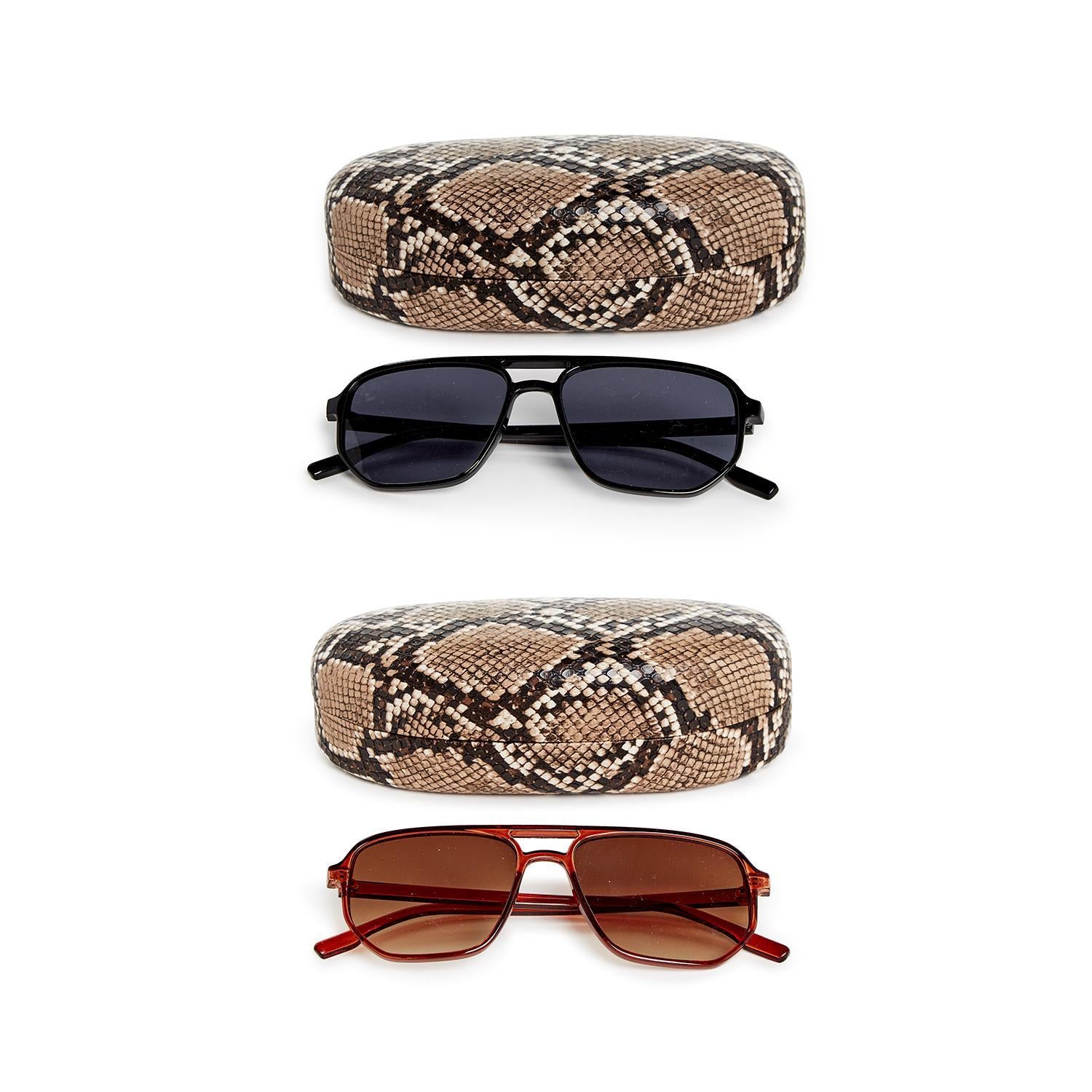 Aviator Sunglasses with Snake Print Case