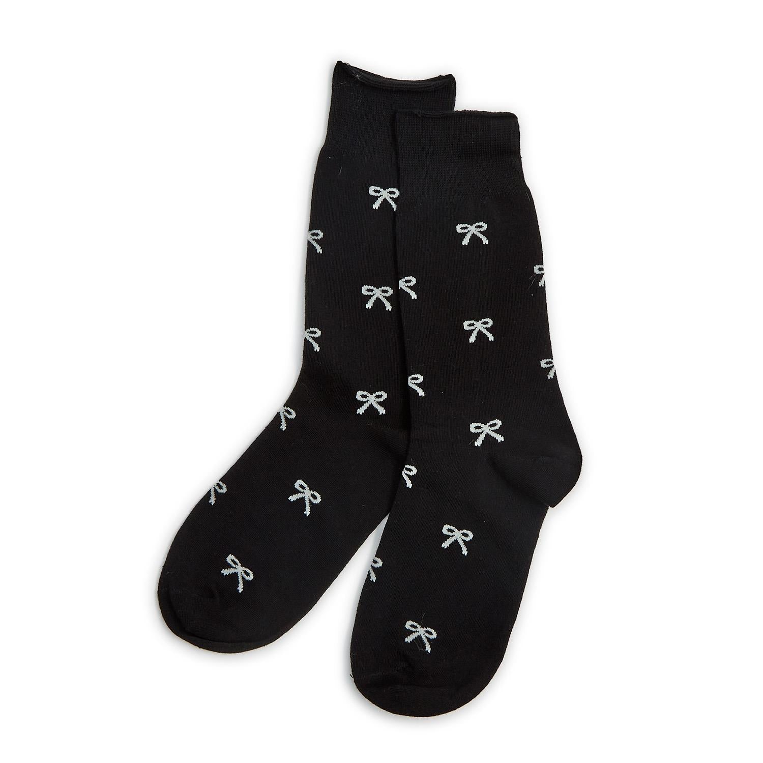 Noir Coquette Bow Printed Socks - Set of 2