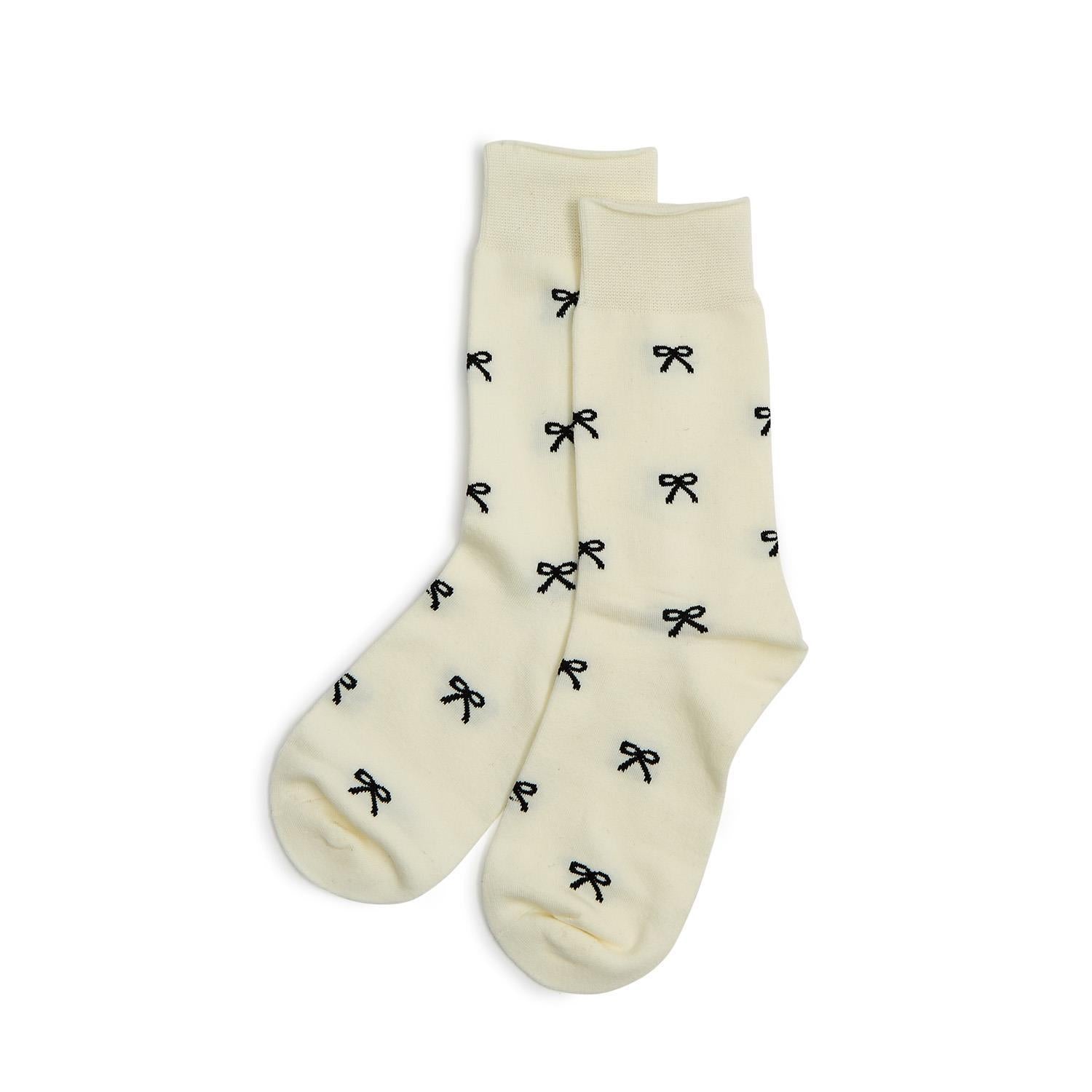 Noir Coquette Bow Printed Socks - Set of 2