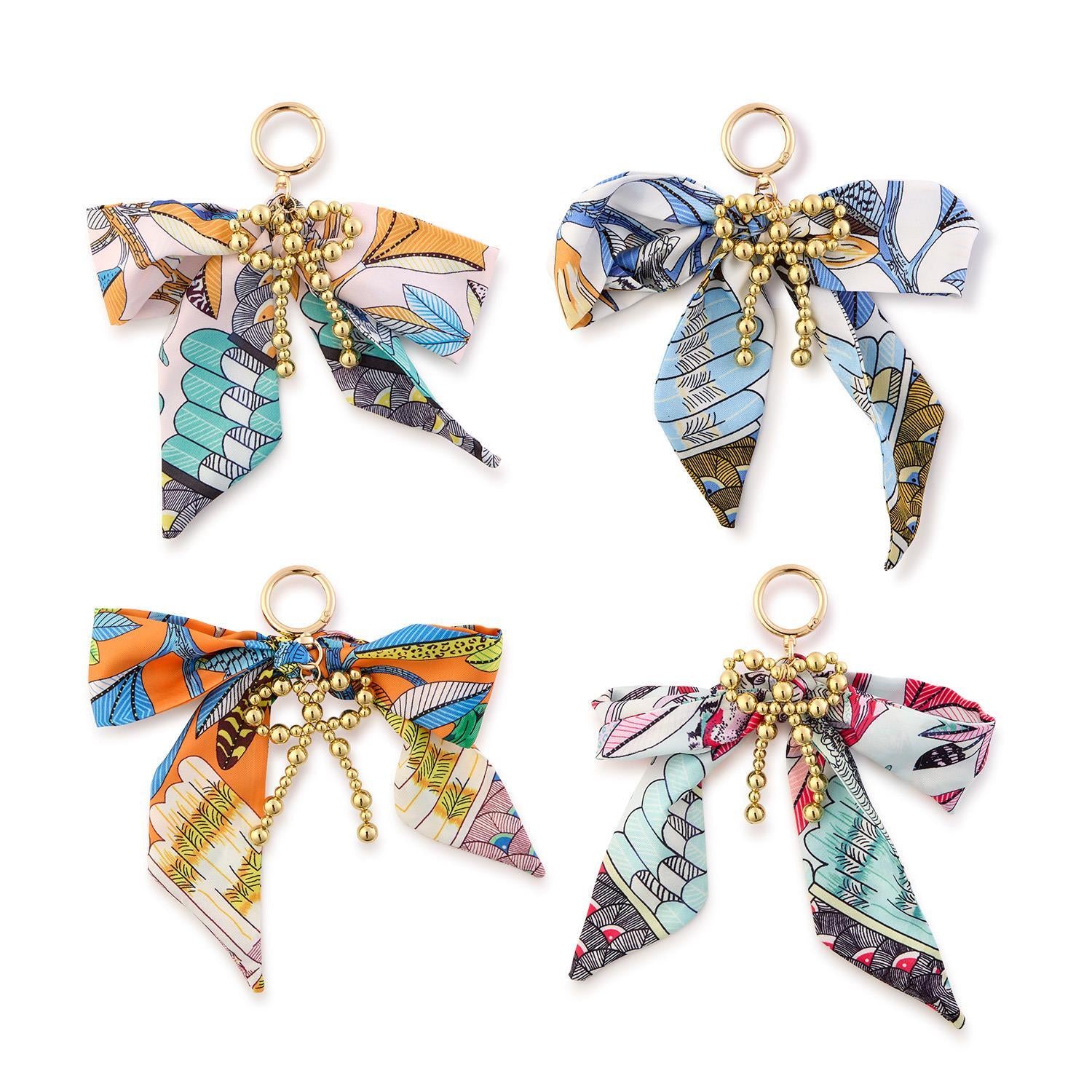 Tie a Bow on it Scarf Bag Charm with a Gold Ball Bow Charm