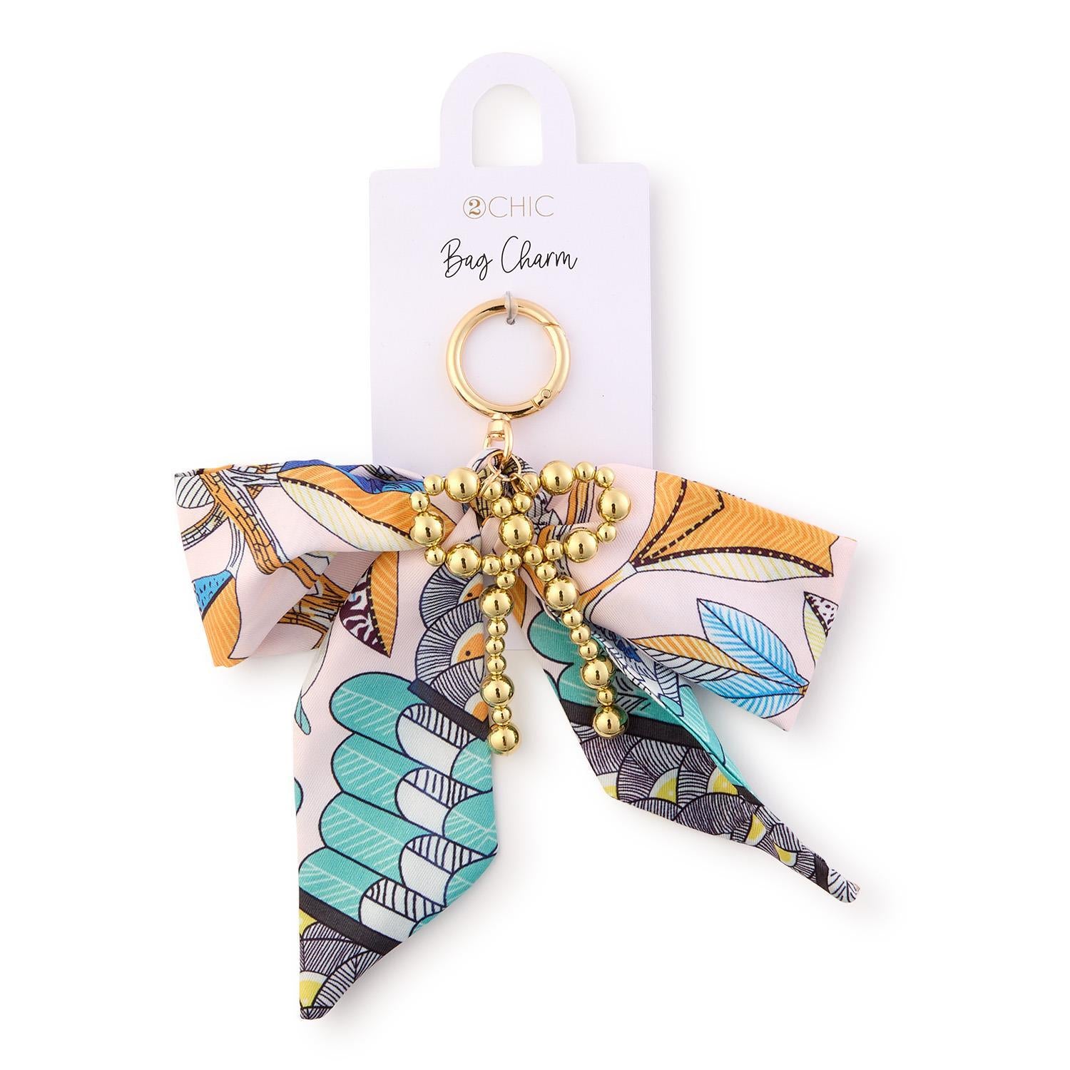Tie a Bow on it Scarf Bag Charm with a Gold Ball Bow Charm