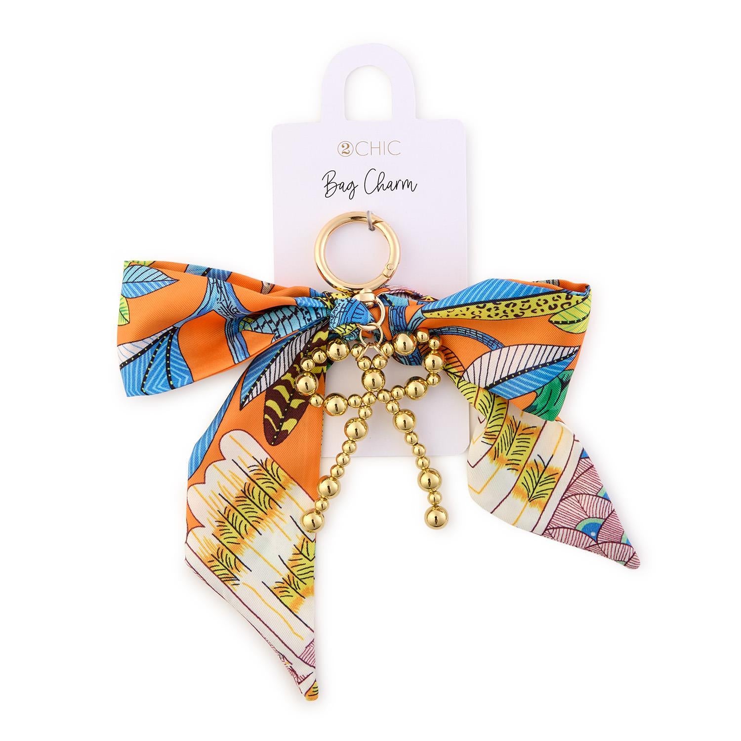 Tie a Bow on it Scarf Bag Charm with a Gold Ball Bow Charm