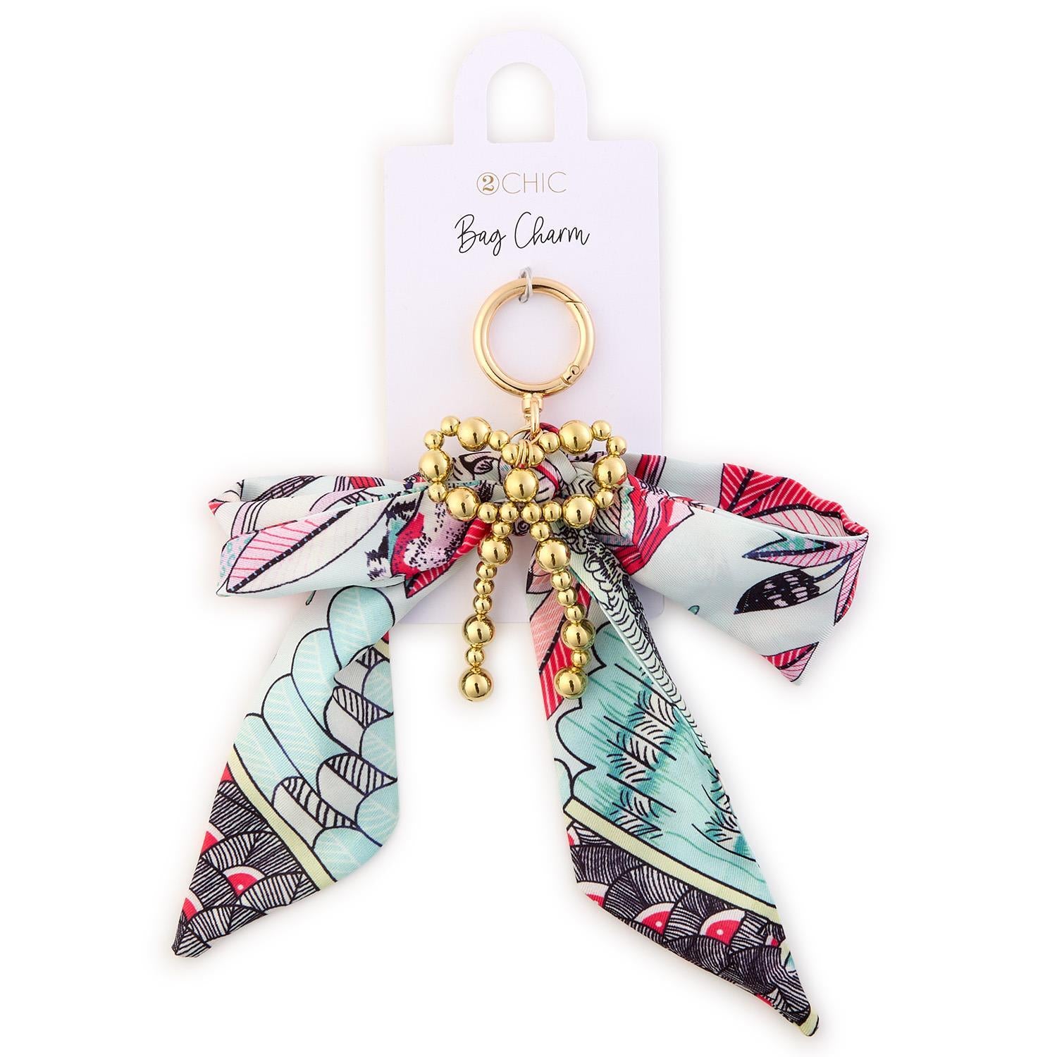 Tie a Bow on it Scarf Bag Charm with a Gold Ball Bow Charm