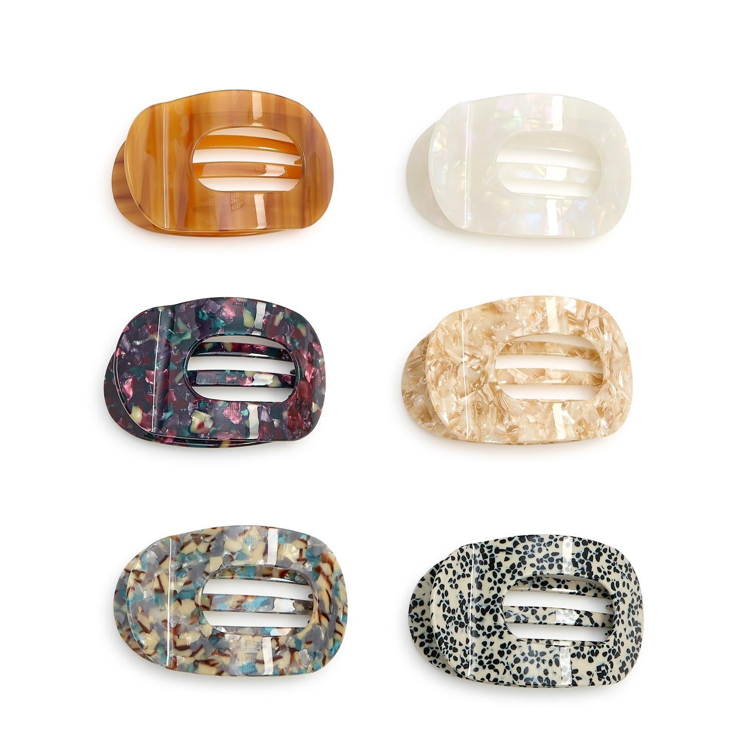 Low Profile Flat Claw Clip in Marbled Acrylic