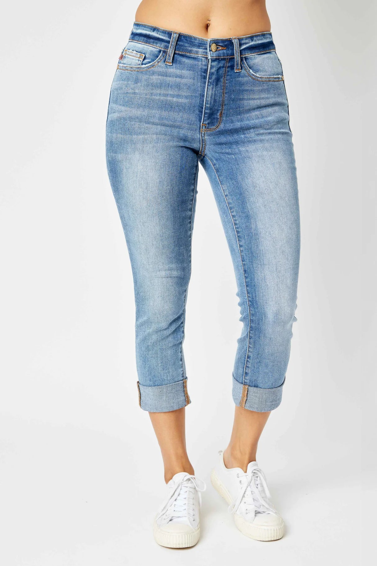 Judy Blue | Mid-Rise Cuffed Skinny Capri