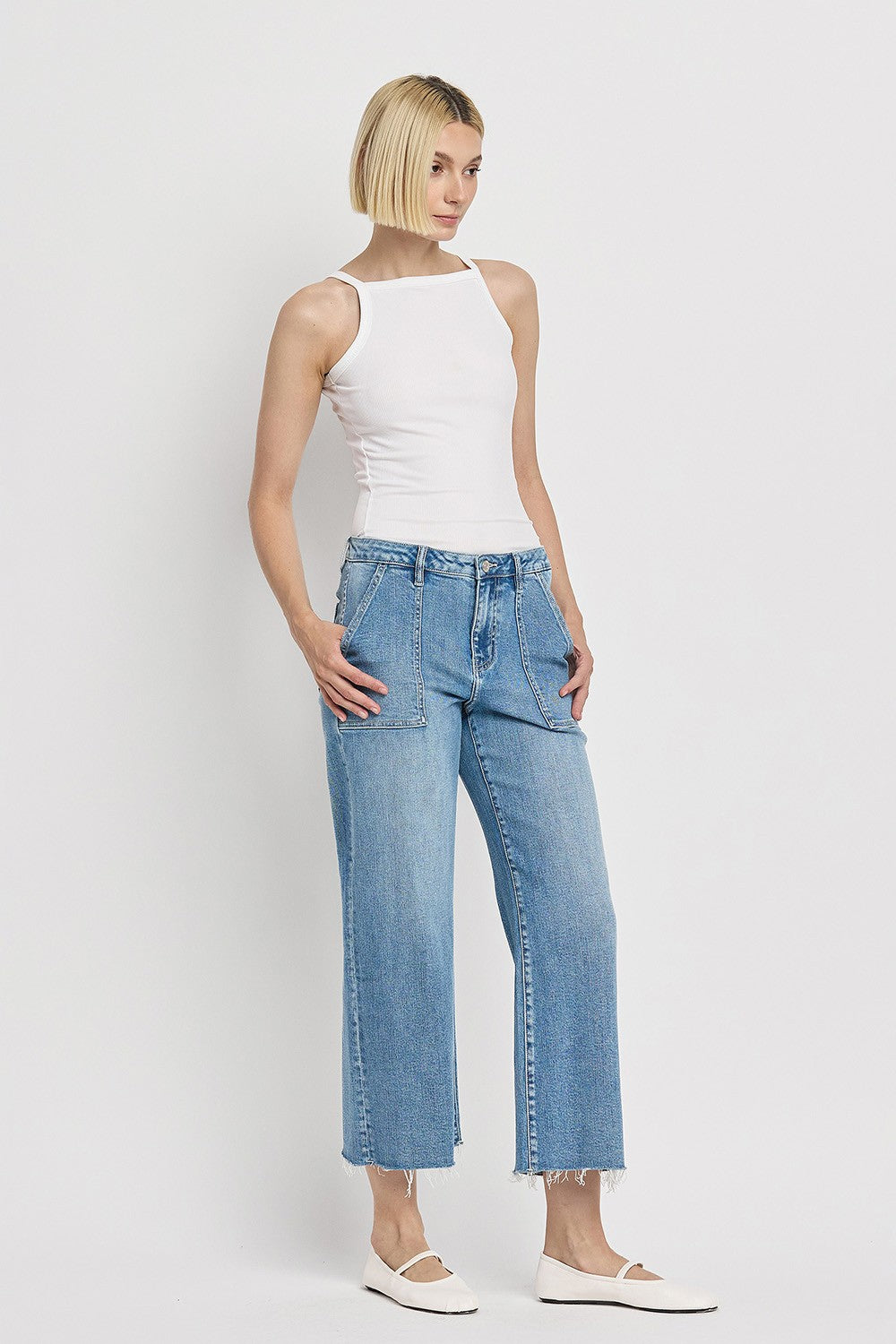 Lovervet | High Rise Utility Wide Leg Jeans