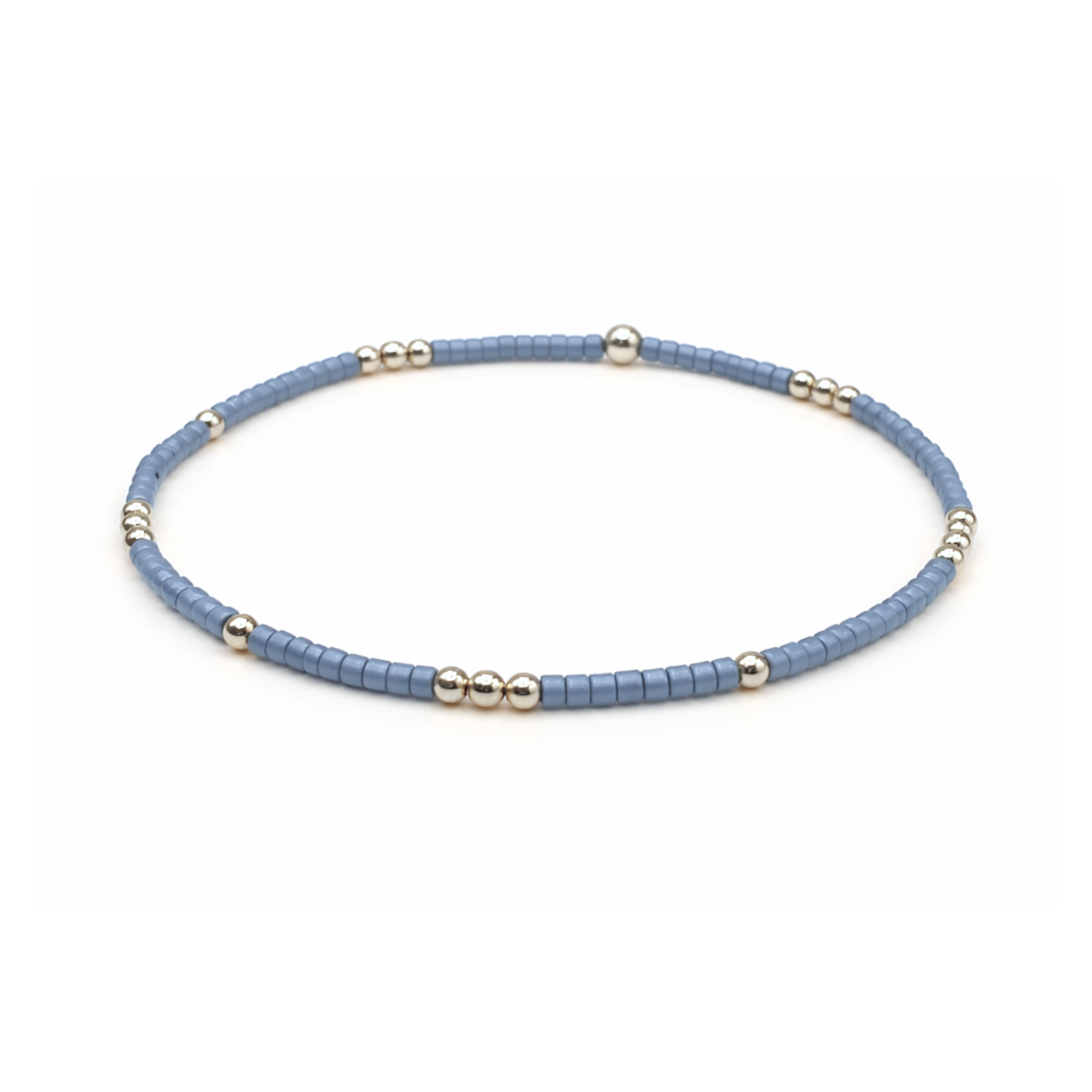 2mm Newport DENIM BLUE + Gold Filled Waterproof Bracelet: 7"