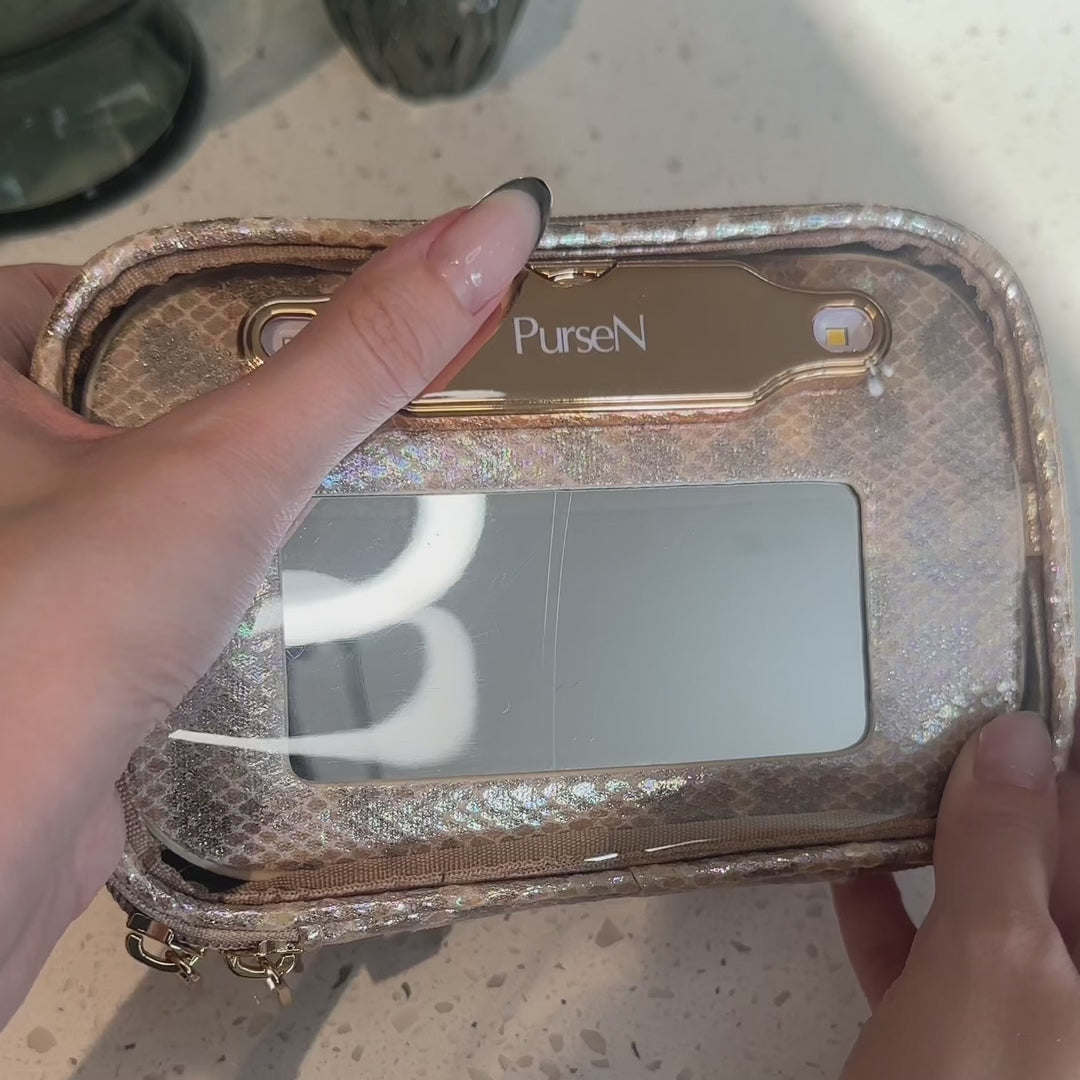 PurseN | LITTMINI Lighted Mirror Case - Glimmer Leopard