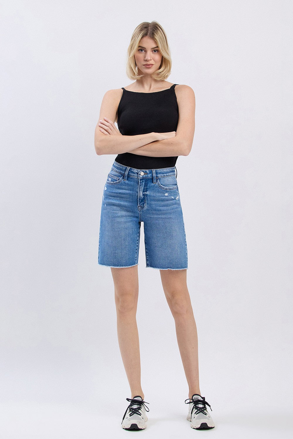 Vervet | High Rise Denim Bermuda Shorts