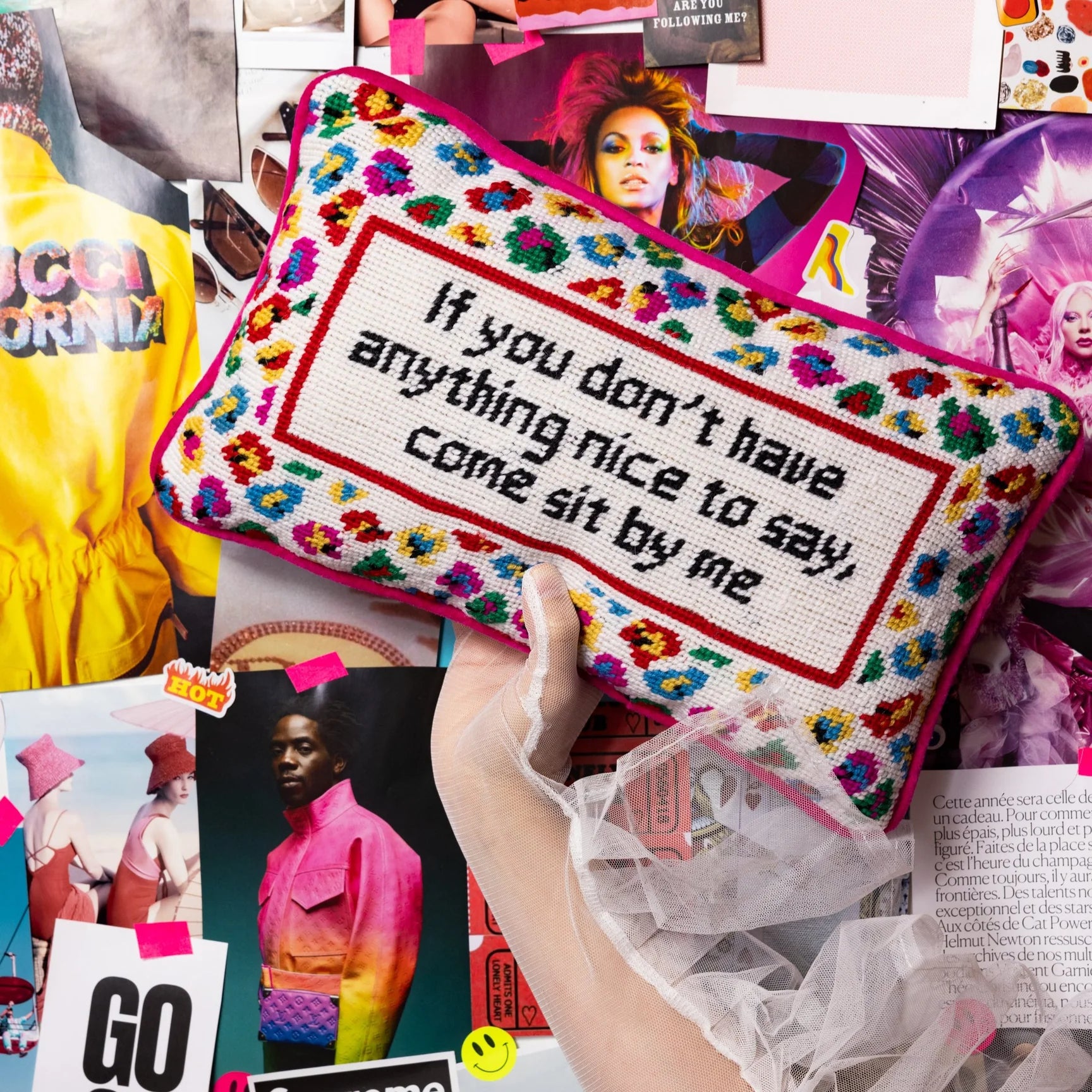 Furbish | Come Sit By Me Needlepoint Pillow