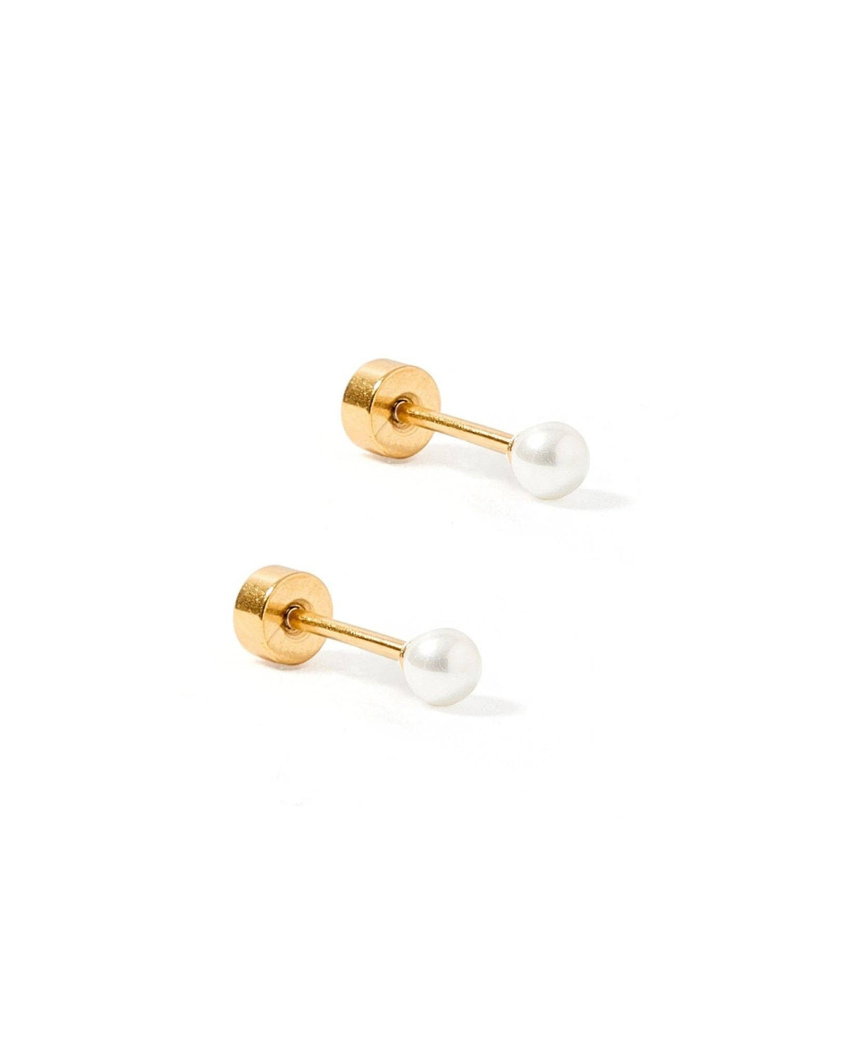 LINNY CO | Screwback Stud Earrings - Payton Pearl White 3mm