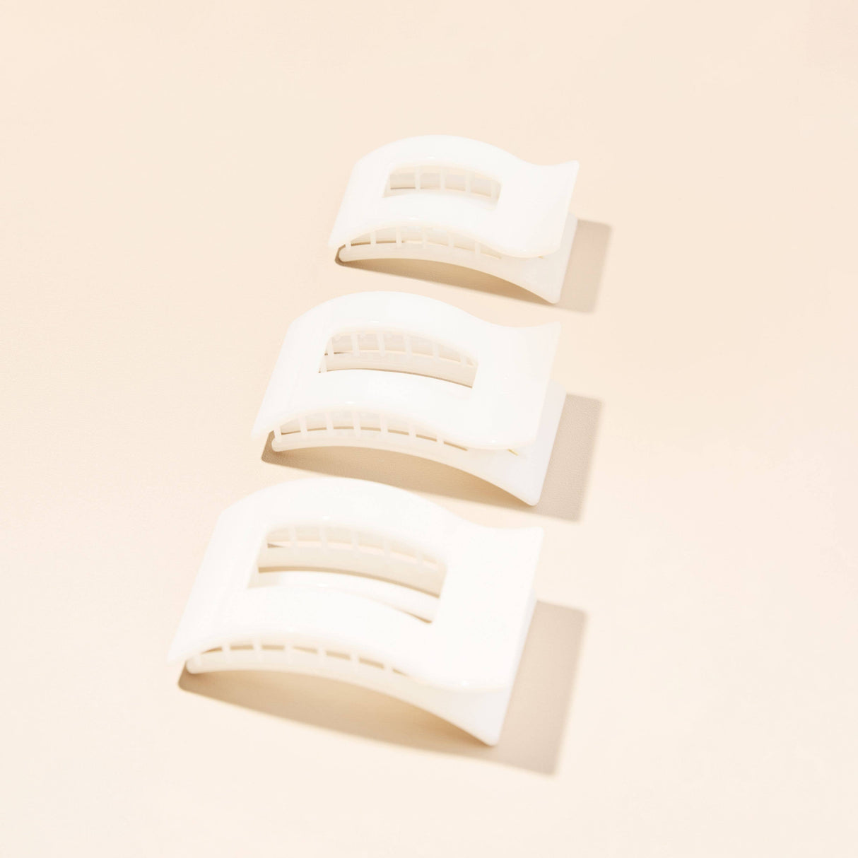 Teleties | Flat Rectangle Hair Clip | Medium | Coconut White