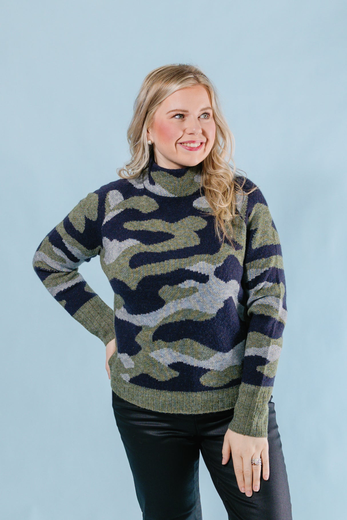The Camo Mock Neck Sweater