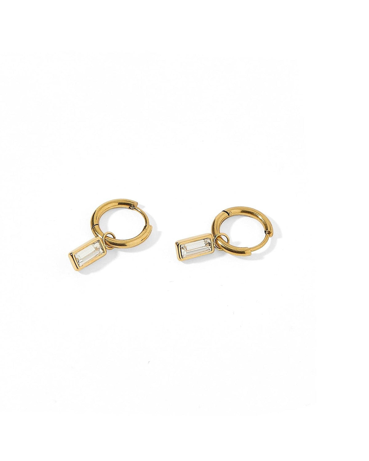 LINNY CO | Huggie Charm Earrings - Edith Clear Gold