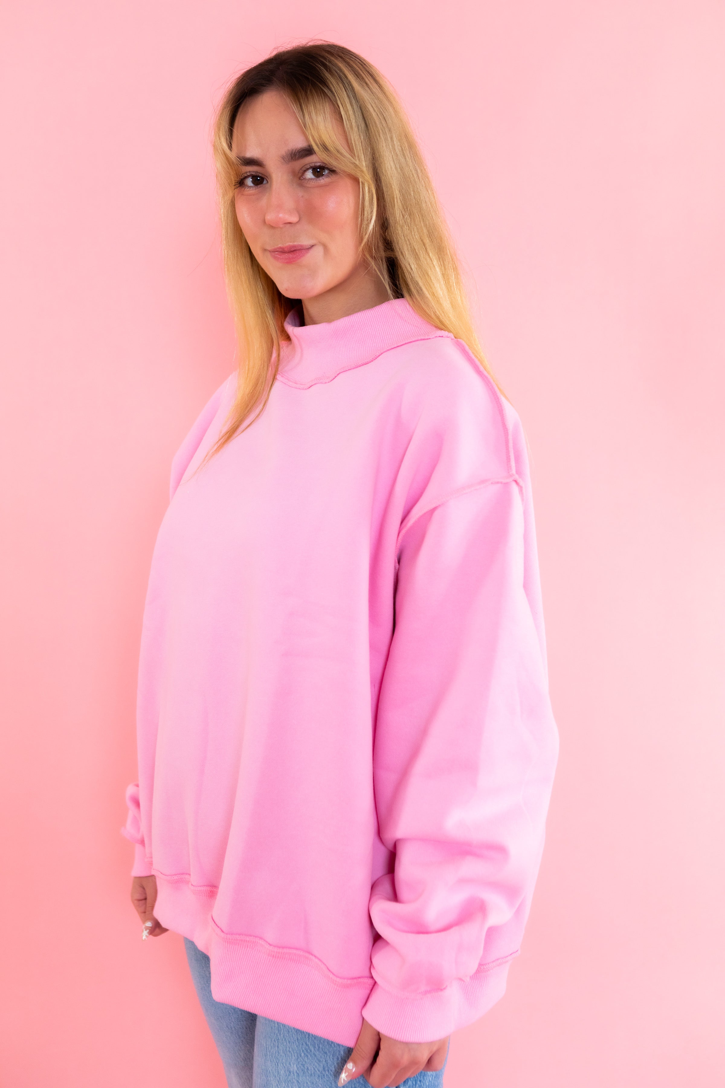 Solid Reversible Mock Neck Sweatshirt Top
