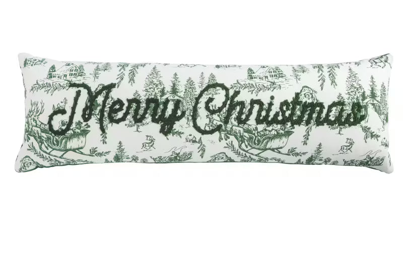 Mudpie | Merry Christmas Toile Long Pillow