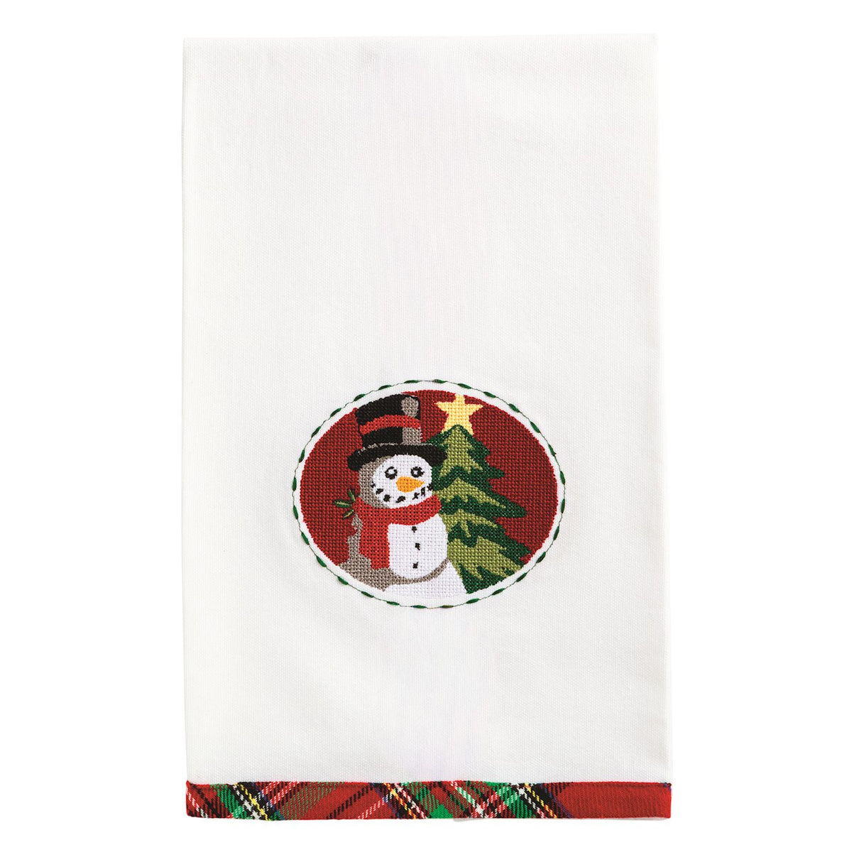 Mudpie | Snowman Needlepoint Christmas Towel