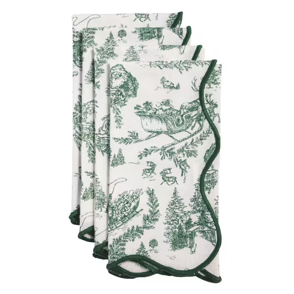 Mudpie | Green Toile Napkin Set