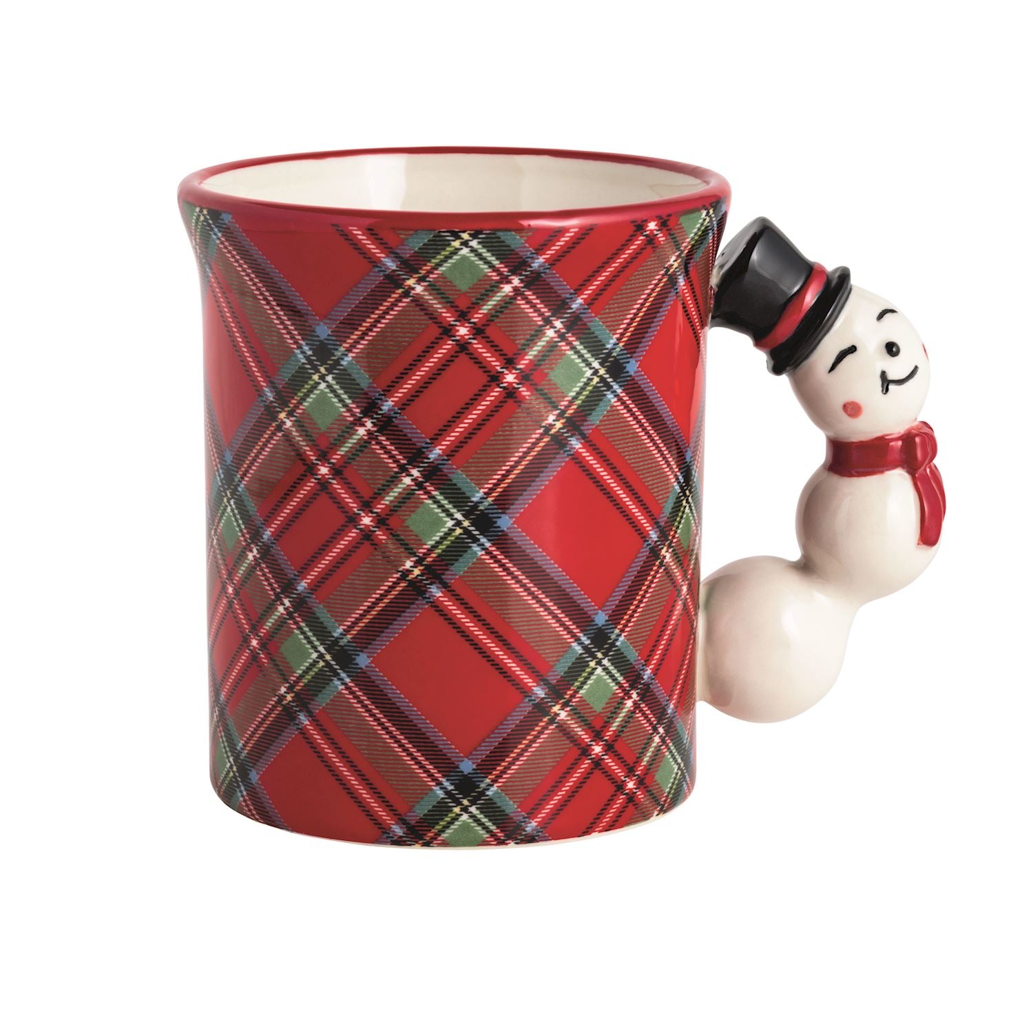 Mudpie | Snowman Tartan Figural Handle Mug