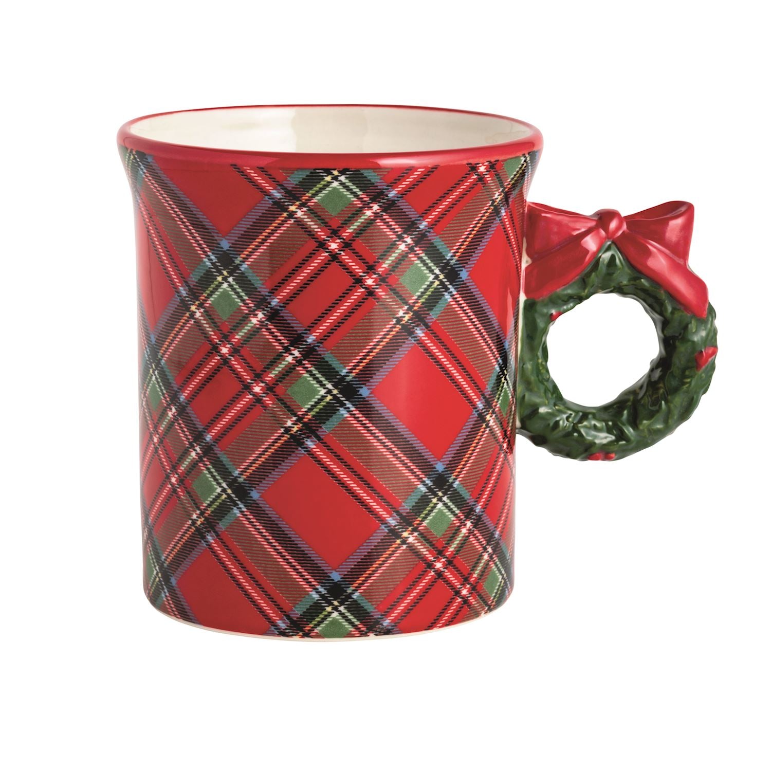 Mudpie | Wreath Tartan Figural Handle Mug