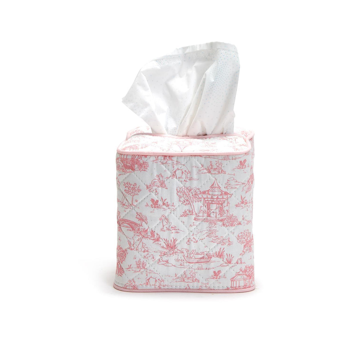 Toile Quilted Cotton Tissue Box Cover