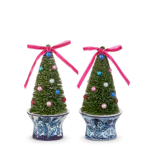 6" Bottle Brush Tree in Chinoiserie Urn Ornament