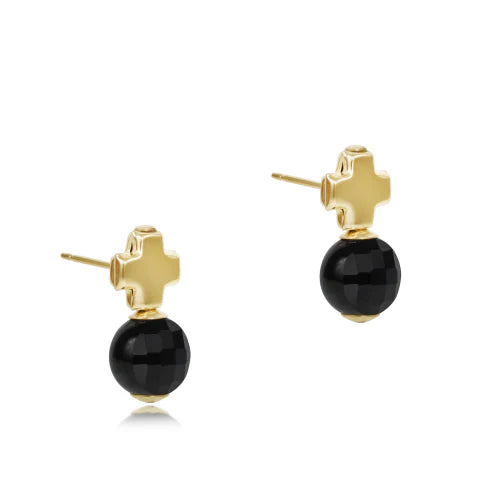Enewton | Signature Cross Gold Stud - Faceted Onyx