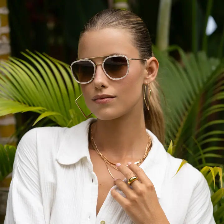 Freyrs | Weston Acetate Round Unisex Sunglasses-Light Pink/Brown