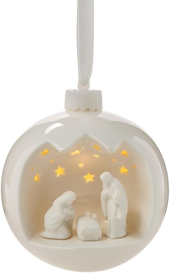 Nativity Scene Light-Up Keepsake Ornament with Stand in Gift Box