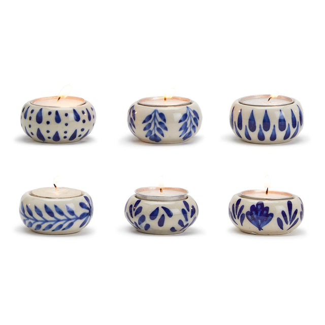 Two's Company | Blue and White Chinoiserie Candleholder with Tealight Candle