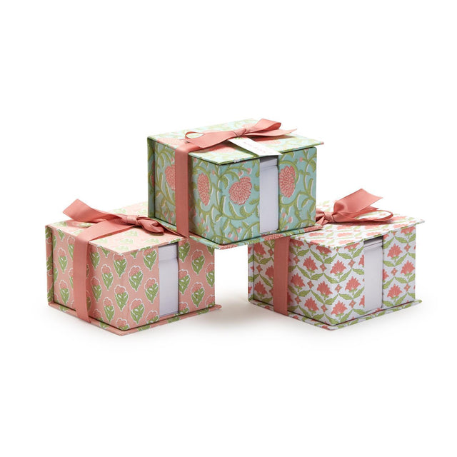 Floral Block Print Note Paper Caddy