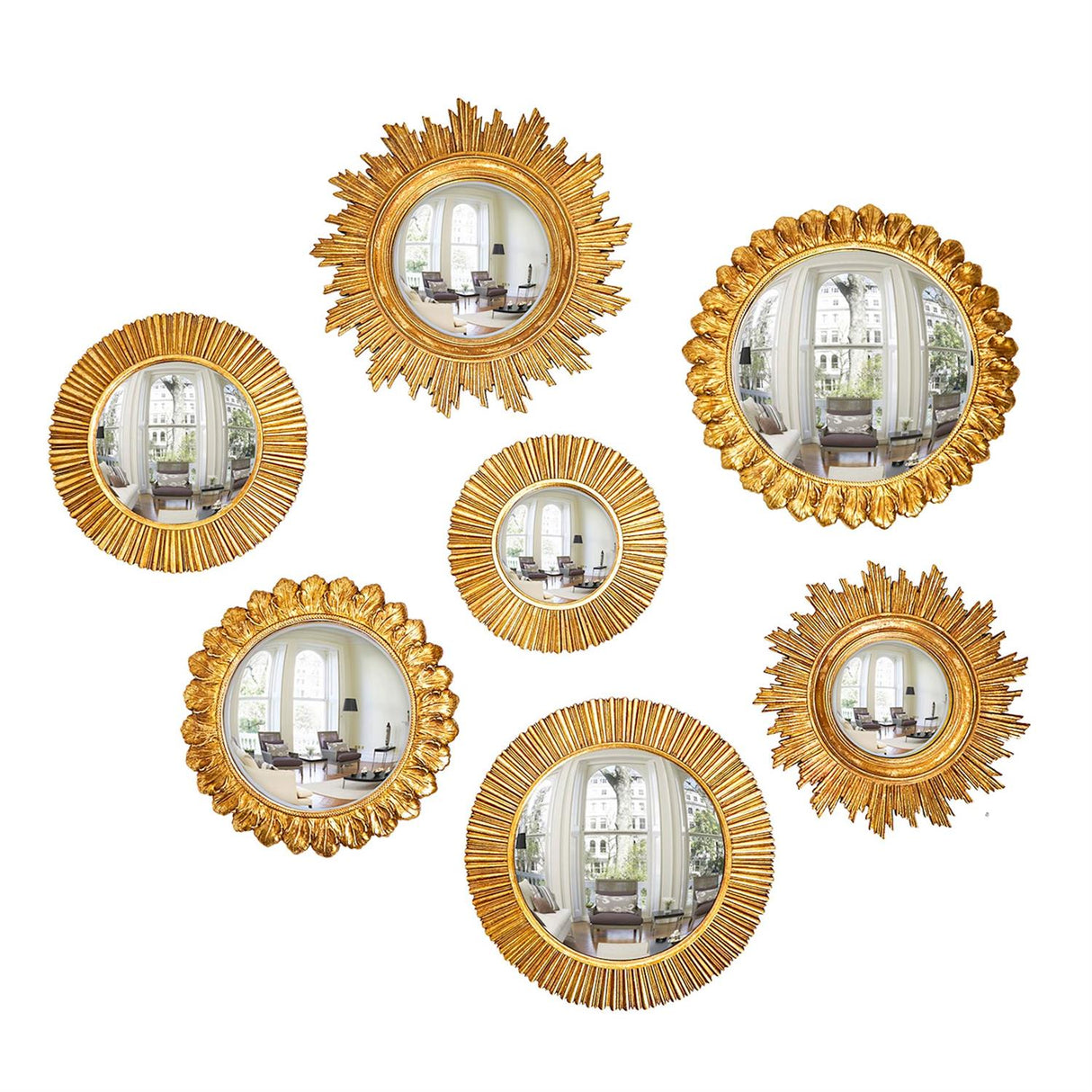 Two's Company | Gold Leaf Convex Wall Mirror