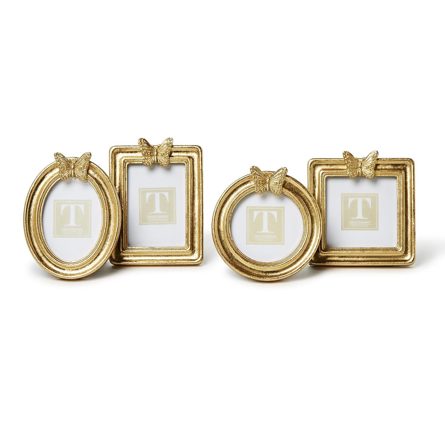 Two's Company | Golden Butterfly Gold Leaf Finish Photo Frame