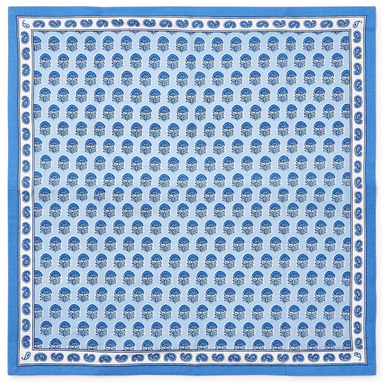 Chinoiserie Blue Block Print Cloth Napkins