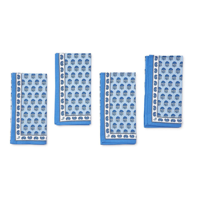 Chinoiserie Blue Block Print Cloth Napkins