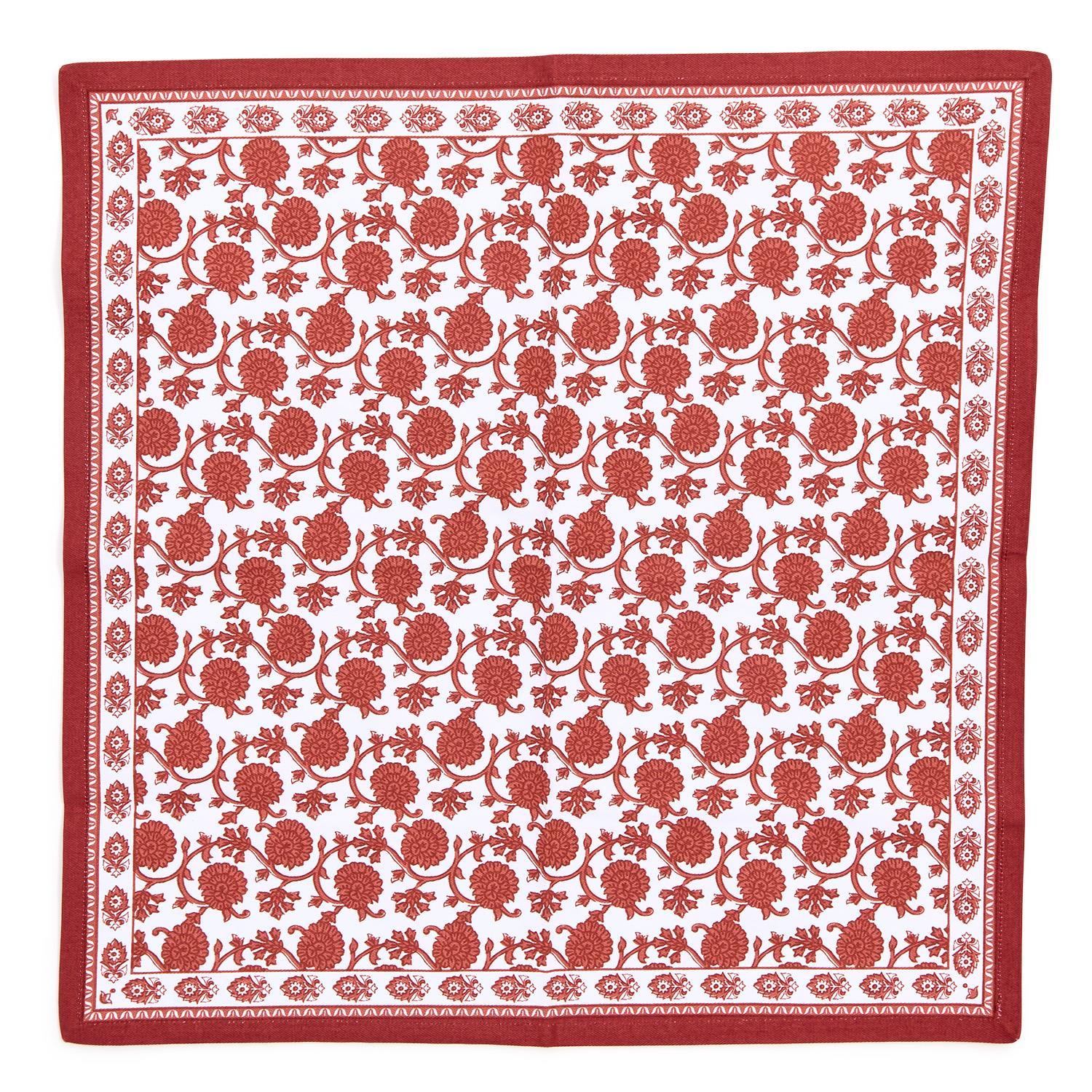 Botanica Set of 4 Block Print Design Cloth Napkins