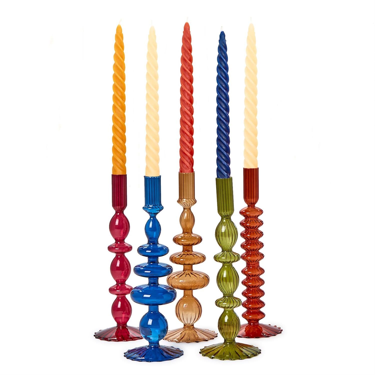 Blown Glass Taper Candleholders / Candlesticks