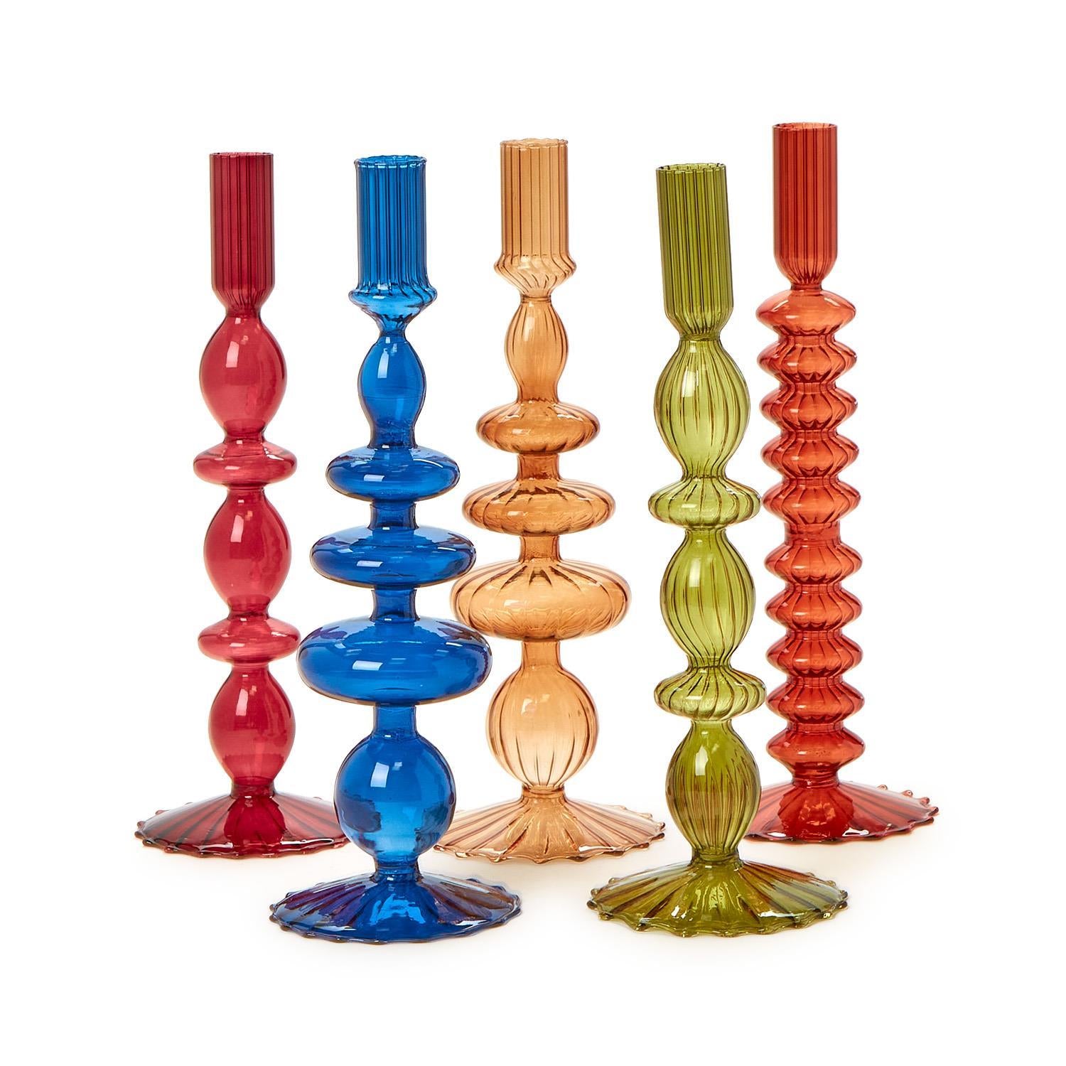 Blown Glass Taper Candleholders / Candlesticks
