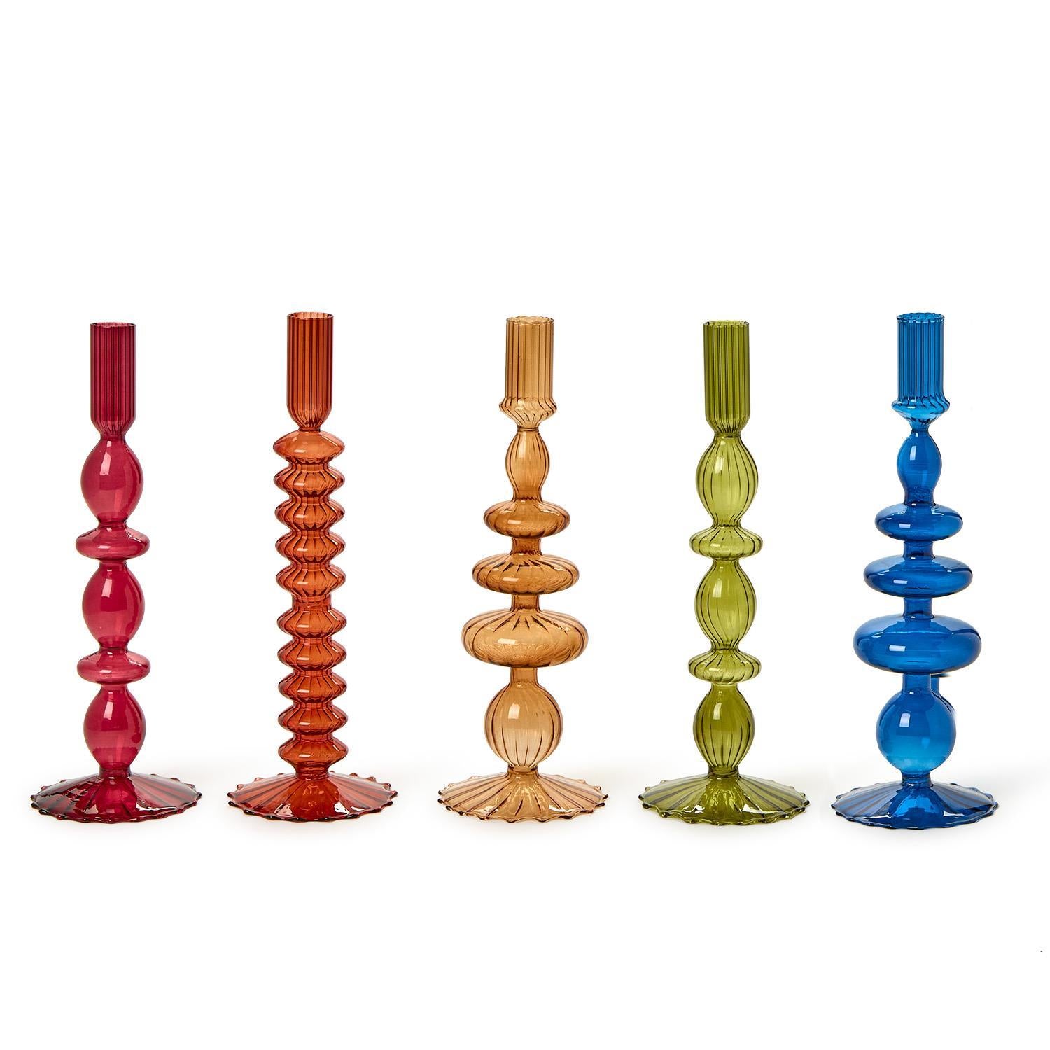Blown Glass Taper Candleholders / Candlesticks