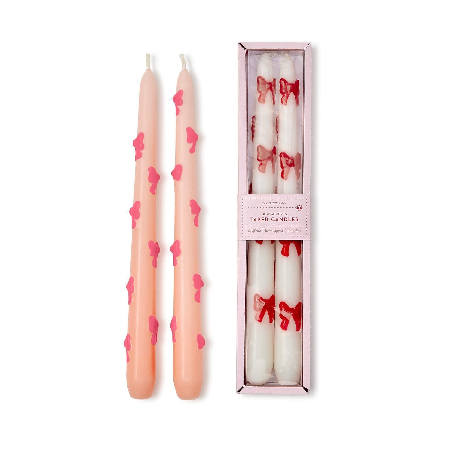 Bow Taper Candles in Gift Box- Set of 2