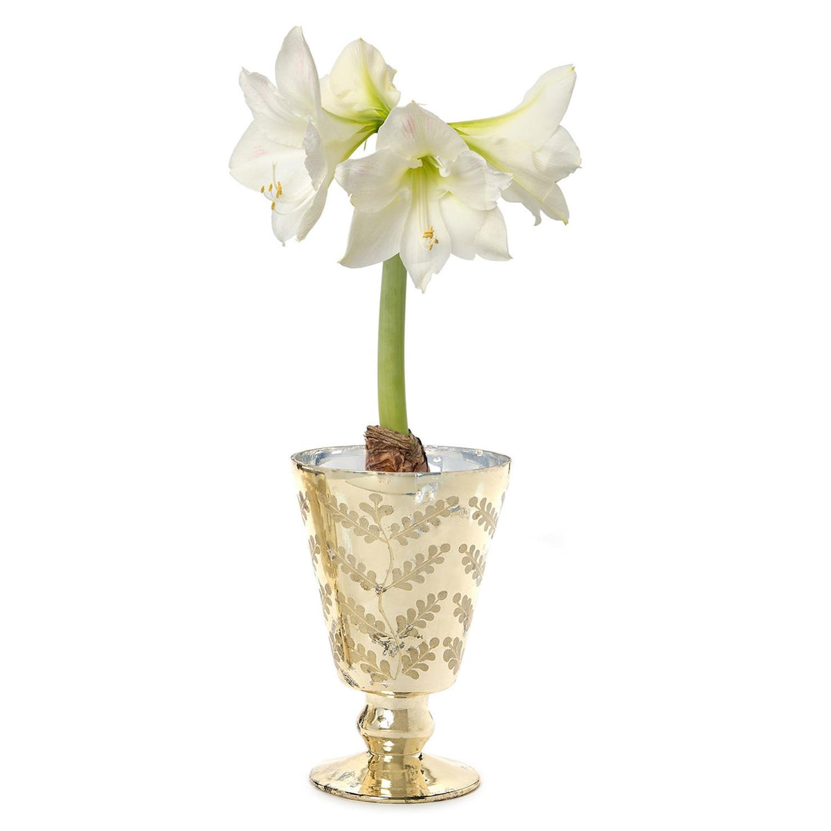 Two's Company | Hand Etched Glass Antiqued Mercury Finish Candleholder