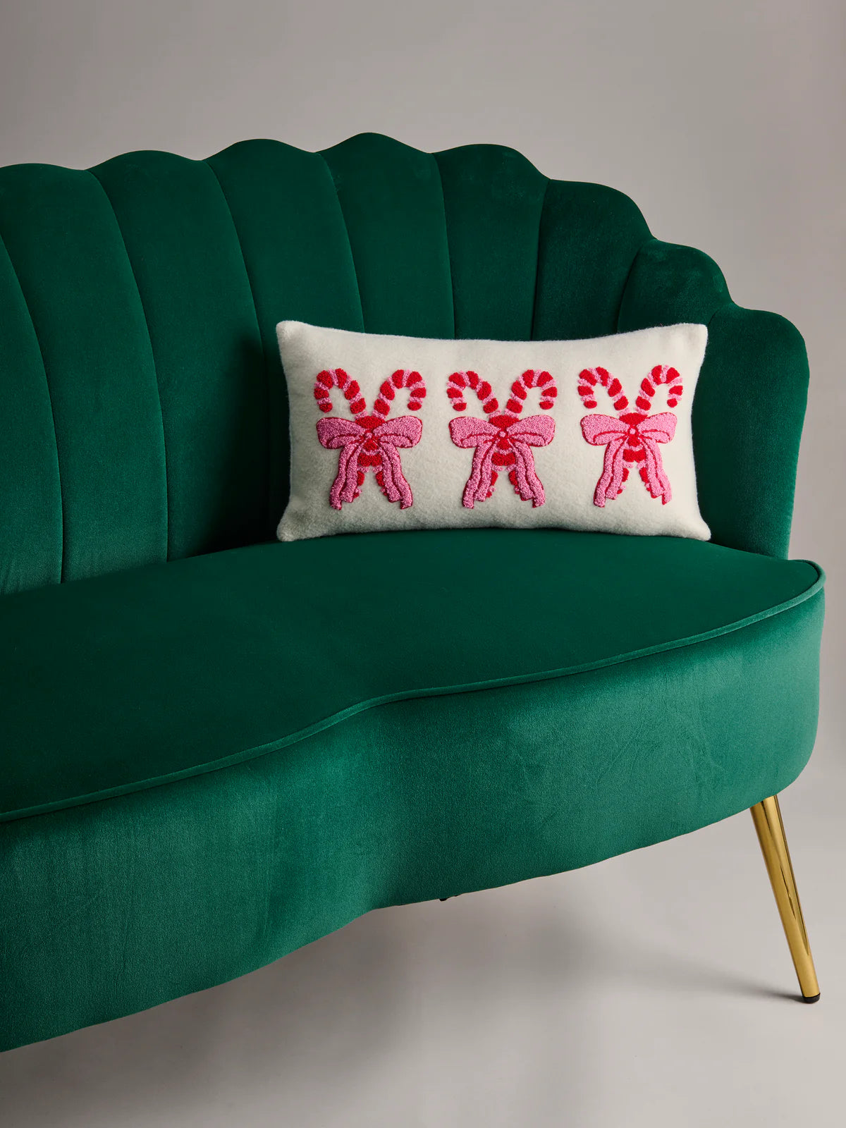 Shiraleah | Pretty Candy Cane Pillow - Ivory