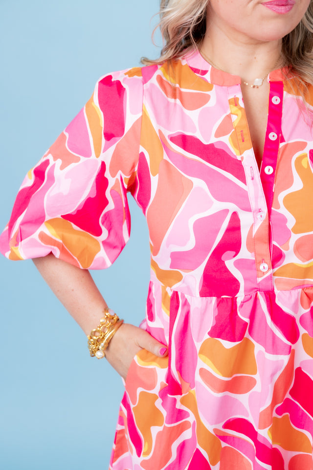 Mary Square | Riley Cool Waters Pink Midi Dress