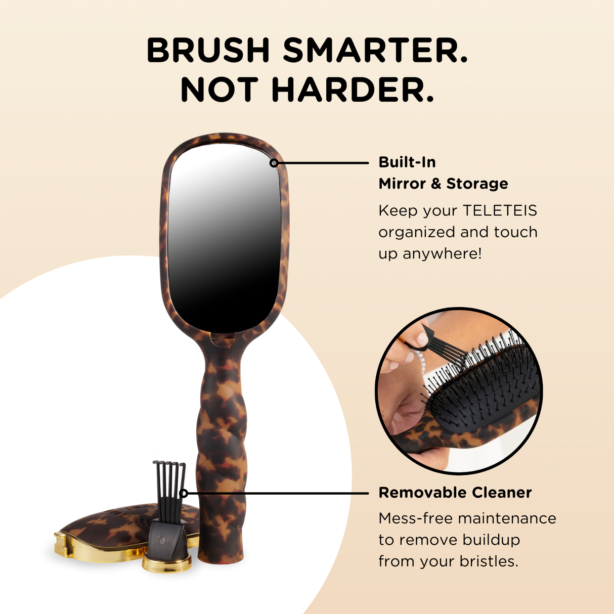 Teleties | Detangler Hair Brush for Medium Hair - Tortoise