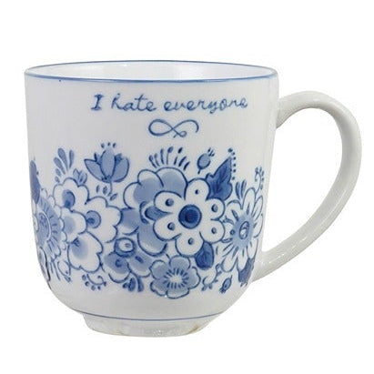 Stoneware Mug With Saying | Blue & White